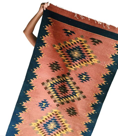 Well woven woden blue indoor/outdoor flat weave pile solid color border pattern area rug 5x7 (5'3 x 7'3). Autumn Rug, Flat woven rug from Teotitilan del Valle ...