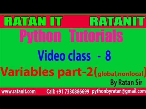 Python Tutorial || Video Class- 8 (Variables part-2) || By ...