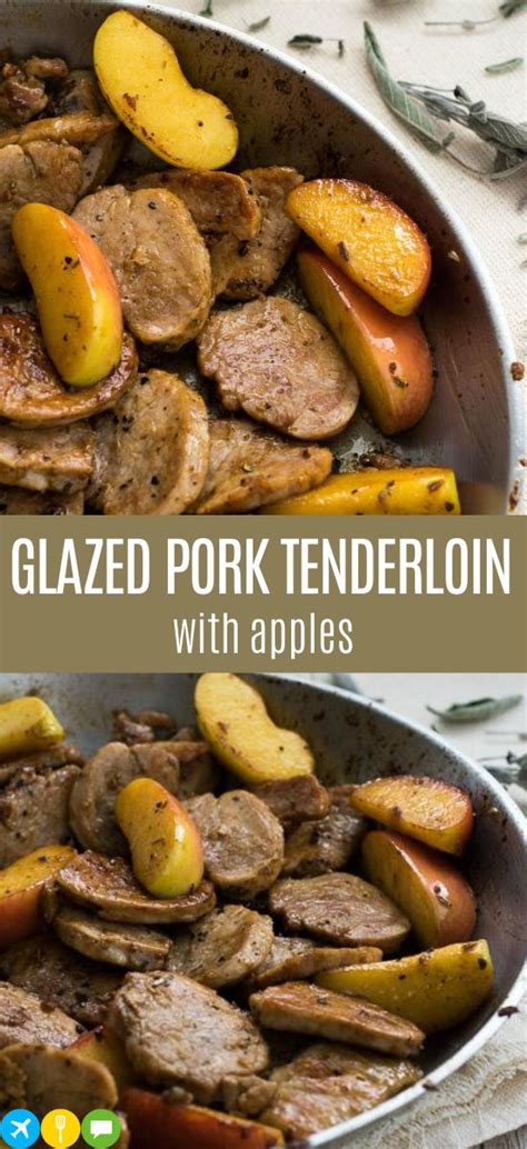 Pierce pork loin all over with a fork and rub with 1 tbsp oil than sprinkle onto the tenderloin. Glazed Pork Tenderloin with Apples - Travel Cook Tell ...