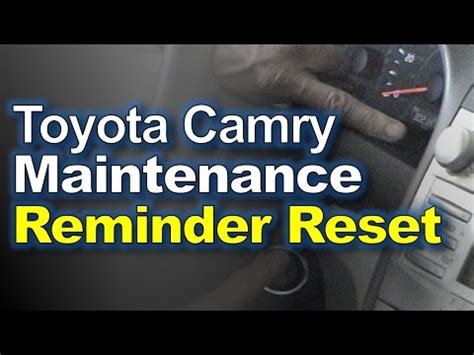 Put the odometer on trip a. turn off the car, hold down the odometer button and, without putting foot on the brake, push start. Toyota Camry: Reset Maintenance Reminder Light - YouTube