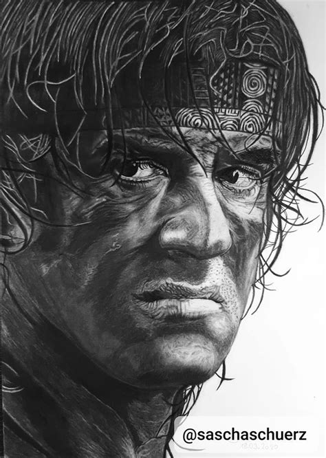 Überall sei etwas repariert und geflickt worden. Sylvester Stallone - Rambo Pencil Drawing by Sascha Schürz ...