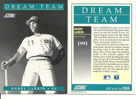 Free shipping for many products! Barry Larkin Collection 91: 1991 Score - #888 - Dream Team