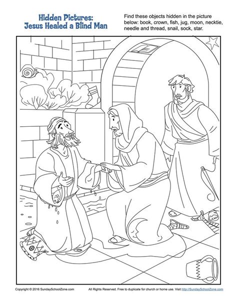 Jesus heals blind bartimaeus coloring page from jesus mission period category. Jesus Healed a Man Born Blind Hidden Pictures Activity ...