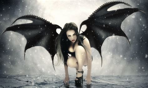 Angel and devil on shoulder. Art demon Jennifer Gelinas Black Fantasy Wings Girl ...