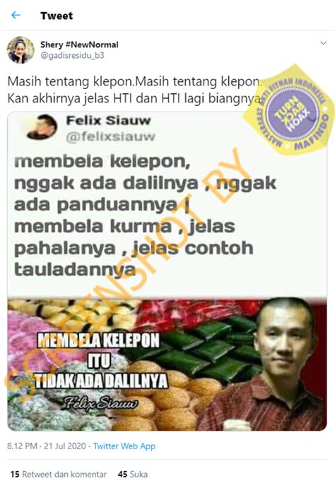 Kesenyapan bunyi pada awal kalimat biasanya berupa penggunaan huruf kapital. SALAH Twit Felix Siauw: "membela kelepon nggak ada ...