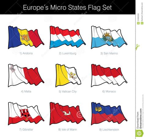 Gestalten sie ihre individuelle flagge. Europa-Mikrostaaten, Die Flaggen-Satz Wellenartig Bewegen Vektor Abbildung - Illustration von ...