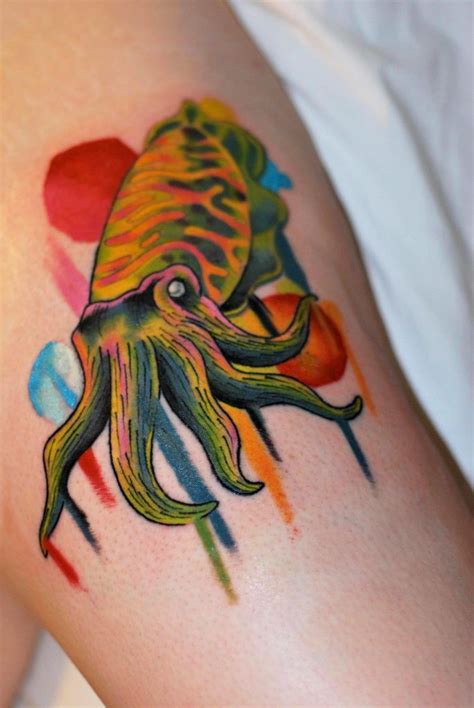 See more ideas about tattoos, body art tattoos, cool tattoos. Colorful squid tattoo - Colorful squid tattoo on the thigh ...