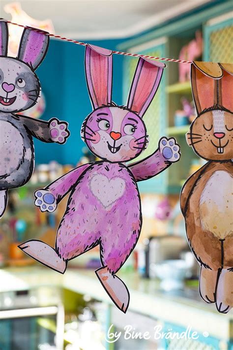Atemberaubende hasengirlande zu ostern mit vorlage zum ausdrucken! Hasengirlande von Bine Brändle | Vorlagen Bines-shop.com ...