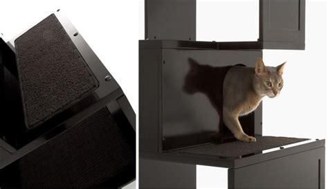 Cats love to climb, jump, leap, and perch high up! Modern Cat Tree and Climbing Shelves from Designer Pet ...