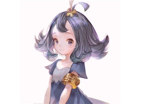 Anime hair is often based on real hairstyles but tends to be drawn in clumps rather than individual strands. acerola (pokemon) cat smile dress flat chest loli pokemon purple eyes purple hair short hair ...