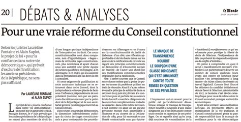 Institution récente, le conseil constitutionnel a été instauré par la constitution de la ve république nous vous proposons de découvrir le rôle et le fonctionnement de ce conseil chargé de contrôler la. Pour une vraie réforme du Conseil constitutionnel - Le ...