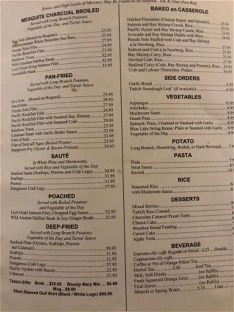 « back to san francisco, ca. Tadich Grill, San Francisco - Financial District - Menu ...