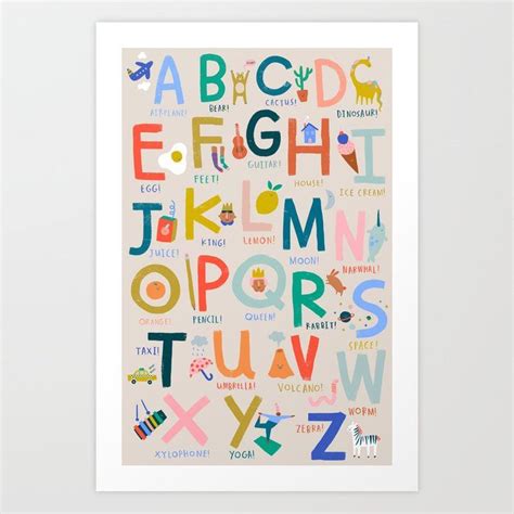 Trying to find a food for every letter of the alphabet? Alphabet Nursery Print | Alphabet art print, Alphabet print, Alphabet art