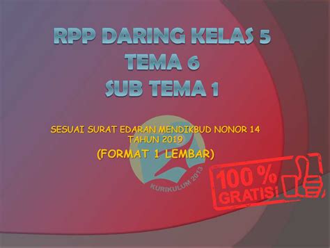 Karena rpp metode daring (dalam jaringan) merupakan perangkat pembelajaran yang bisa dikatakan baru, berikut akan kami bagikan contoh rpp daring kelas 5 sd semester 1. RPP Daring Kelas 5 Tema 6 Subtema 1 Semester 2 Revisi 2021 ...