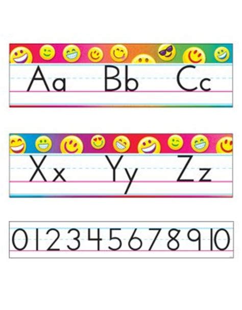 Our wall alphabets for classroom instruction feature . Emoji Alphabet Line Standard Manuscript - Tools 4 Teaching