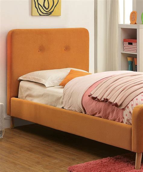 The simple lines, slim silhouette, and neutral finishes of this headboard makes a remarkable focal point for your bedroom and a beautiful piece of. Orange Modern Mid-Century Bed | Upholstered platform bed ...
