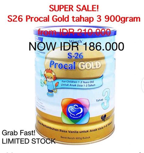 Sesuai dengan request moms & bunda. PROMO susu s26 procal gold tahap 3 900 gr !! 186rb ...