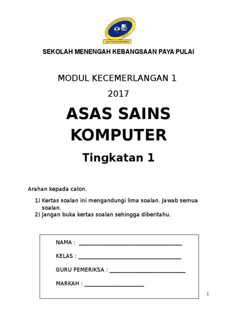 Latihan asas sains komputer tingkatan 2 draft. Bank Soalan Ask Tingkatan 2 - Woodwork Sample