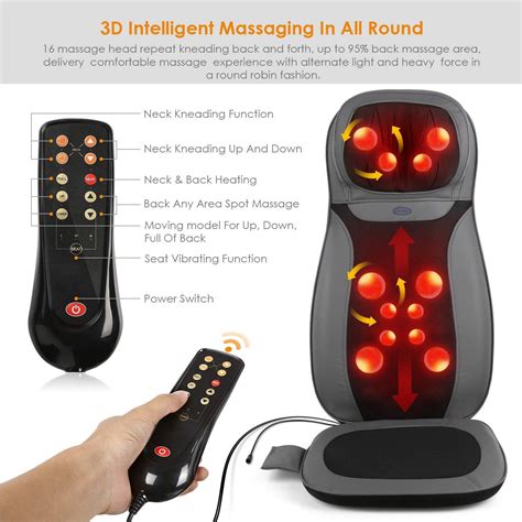 Nekteck shiatsu deep kneading massage pillow with heat, car/office chair massage. INTEY Shiatsu Massage Chair Pad Back Massager Machine with ...