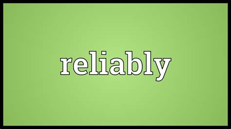 Reliably Meaning - YouTube