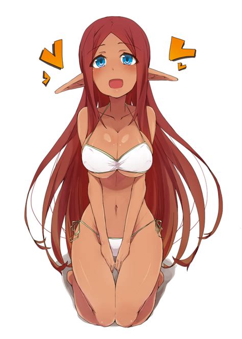 This hair length is what one would typically, though not always, see on most males. Safebooru - bikini blue eyes blush breasts dark skin elf ...