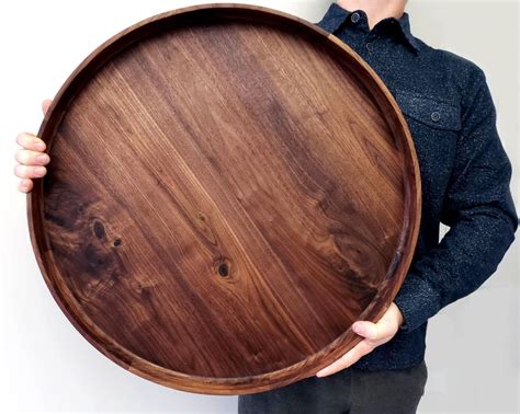 This is ideal if the room doesn't have a lot of natural light or the other furniture. Round Wood Tray / Black Walnut / Circle Coffee Table ...