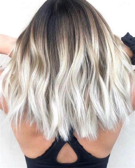 Ashy blonde or platinum ends refresh your locks and make them brighter. brown to blonde, short wavy bob hairstyle, black top, what ...
