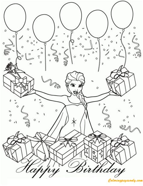 Download Disney Queen Elsa Birthday Coloring Page - Free Coloring Pages Online
