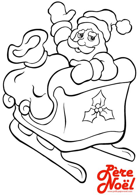 Coloriage pere noel avec un ange dans le ciel. Coloriage : Traîneau du Père Noël - Petit Papa Noël