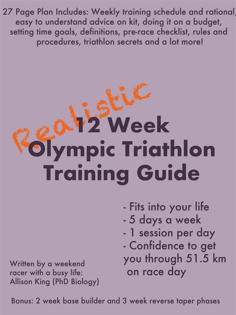 You should be aiming for a minimum of 2 sessions per week in each discipline up to a maximum of other training to include in your olympic triathlon training plan. Realistic 12 Week Olympic Triathlon Training Plan ...