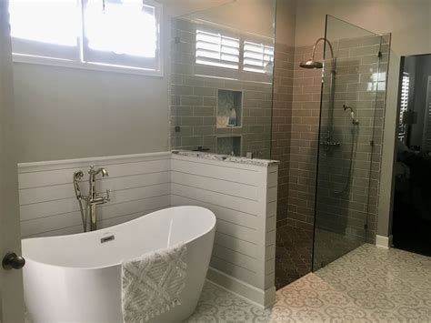 Give your bathroom a new look in as little as 1 day with colors & styles you'll love! Freestanding tub, cement tile, walk in rain shower ...