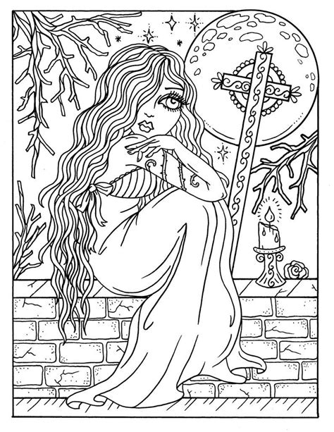 Appealing fairies coloring pages for adults. Instant Download GOTHIC Beauty Coloring book, adult ...