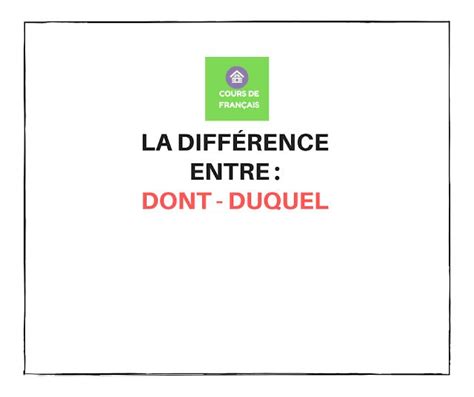 La différence entre : Dont - duquel | Apprendre le français ...