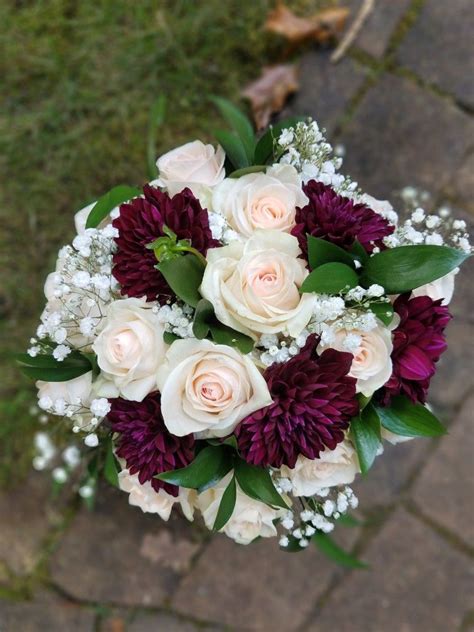 Wayfair.com has been visited by 1m+ users in the past month Burgundy dahlia and blush wedding bouquet | Flower bouquet ...