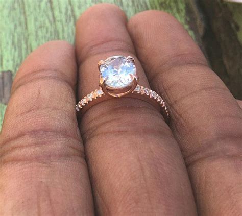 18k white gold 1.5mm comfort fit engagement. 2 carat White sapphire engagement ring.Rose gold Engagement ring with 2 carat white S… | Oval ...