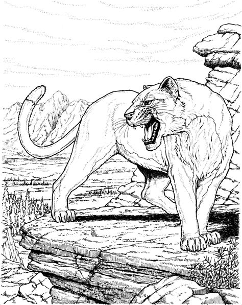 The pdf prints best on standard 8.5 x 11 paper. Mountain Lion Coloring Page - youngandtae.com in 2020 ...