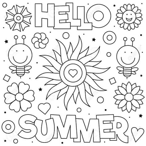 Dltk's crafts for kids summer coloring pages, posters and tracer pages you can use the color posters to make decorated binders for school. Hello Summer Coloring Pages | Summer coloring pages ...