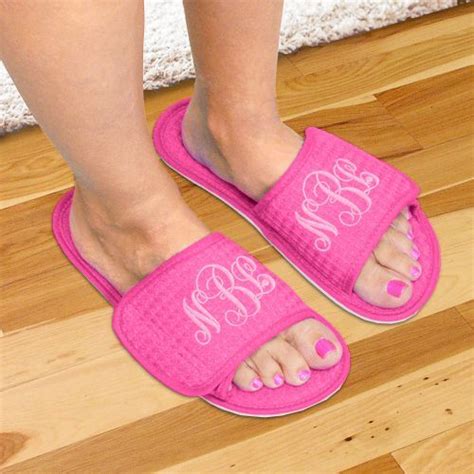 3.5 out of 5 stars. Monogram Waffle Weave Slippers | Monogrammed slippers ...