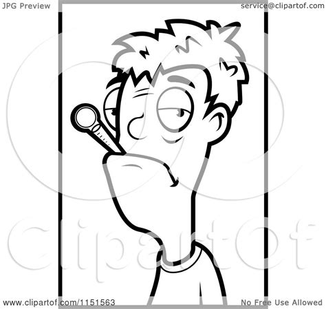 Coloring pages for kids cartoon characters coloring pages. Cartoon Clipart Of A Black And White Sick Man with a ...