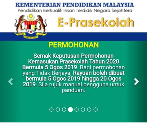 Permohonan online kemasukan murid prasekolah 2022 kpm. Keputusan permohonan Pra Sekolah dan penempatan Tahun 1 ...