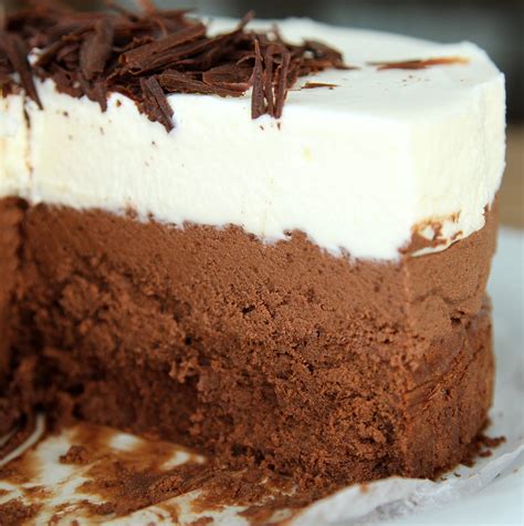 Pour the chocolate mousse mix into the pan, over the butter cake. pepsakoy: Triple Chocolate Mousse Cake