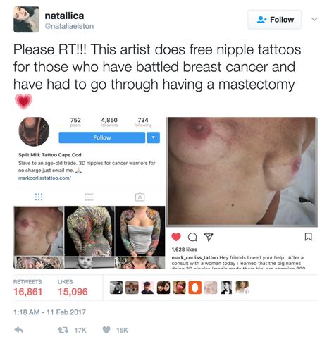 As per my knowledge cancer patients required platelets. This Tattoo Artist Is Offering Free Nipple Tattoos For ...