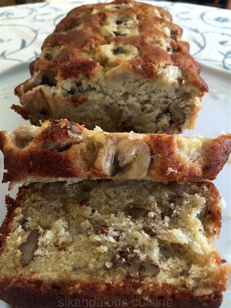 Spoon the mixture into the tin and level the surface. Sikandalous Cuisine: Super Moist Banana Walnut Cake by #sikandalouscuisine