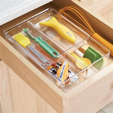 Quick ship available in wide range of drawer widths and depths. mDesign 2-Piece Kitchen Drawer Organiser for Kitchen ...