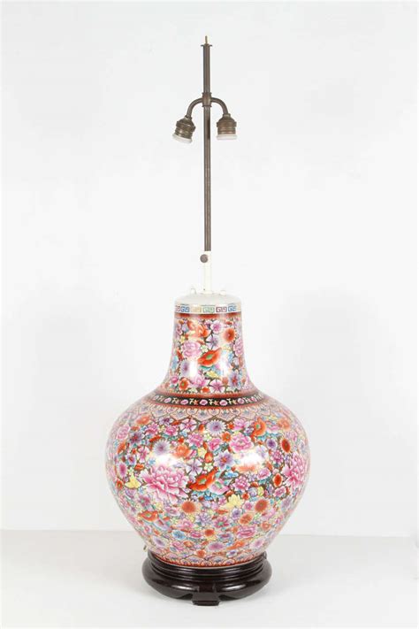 11.5 in height and 6 in width. Large Japanese Pink Porcelain Table Lamp For Sale at 1stdibs