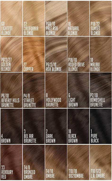 Check out these hair color charts from some of the top brands out there to decide your next dazzling hair color! Hair Extension Color Chart for Side By Side Color Comparison