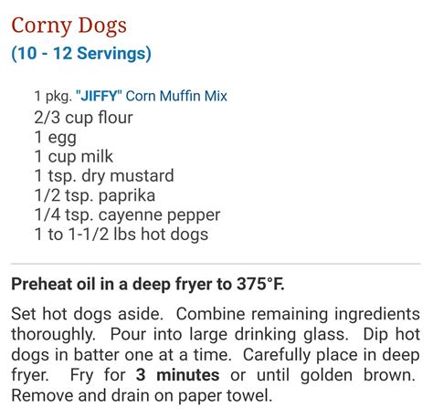 Combine muffin mix tiny corn dog muffins. Jiffy mix corn dogs | Corn dogs, Jiffy corn muffin mix ...
