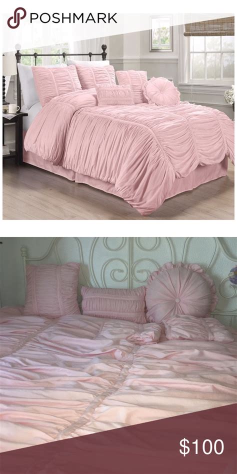 Sweet peach floral light pink printed bedspread. Pink Shabby Chic bed set Queen size | Shabby chic bedding ...