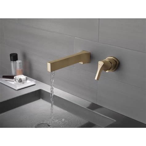 At lowe's, we have a faucet to suit every style. Delta Zura Champagne Bronze 1-handle Wall-mount WaterSense ...