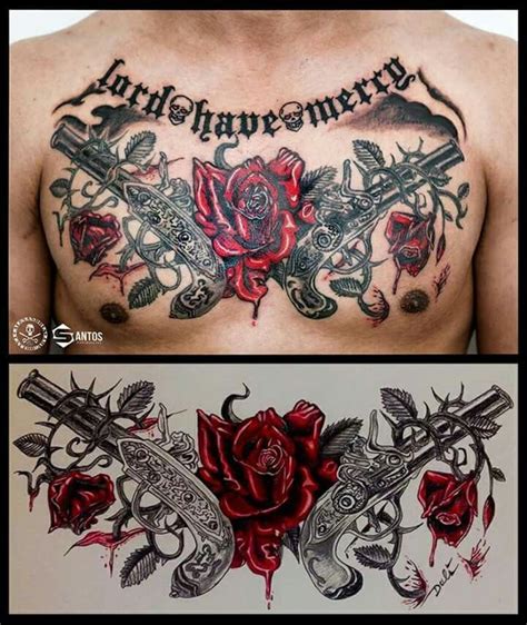 Black rose tattoo designs is often associated with dark feelings and death. Guns and roses tattoo | Tattoos männer, Tattoos